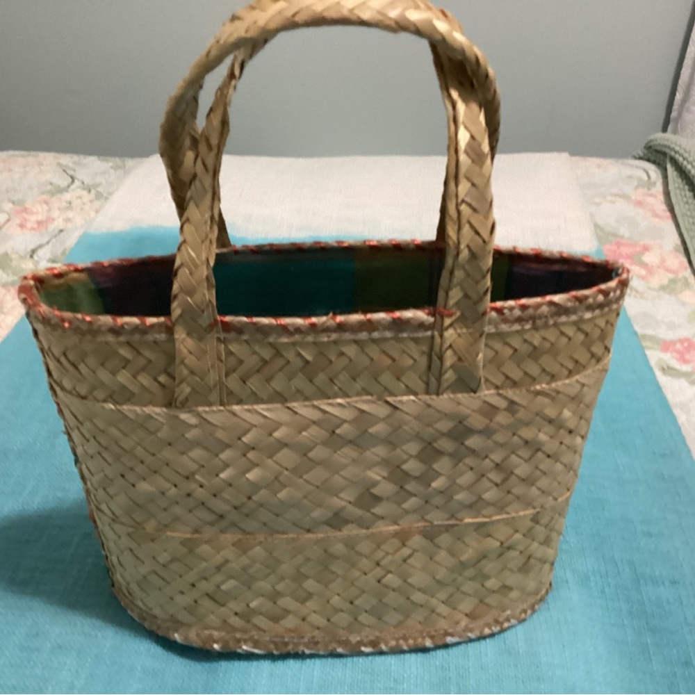 Vintage Bahamas Straw Woven Summer Flower Purse/Bag - Picture 6 of 8